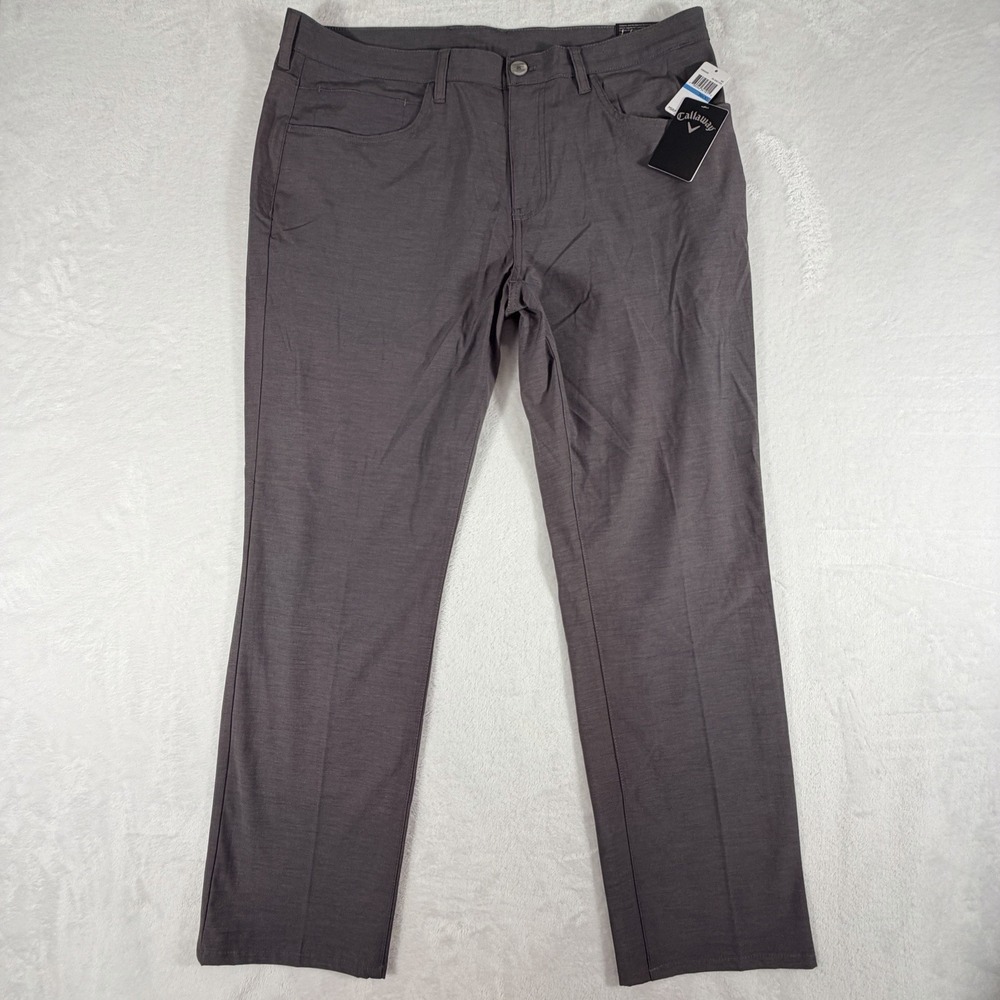 NWT Callaway Pants Men's 36x30 Gray Stretch Lightweight 5 Pocket Golf Athletic